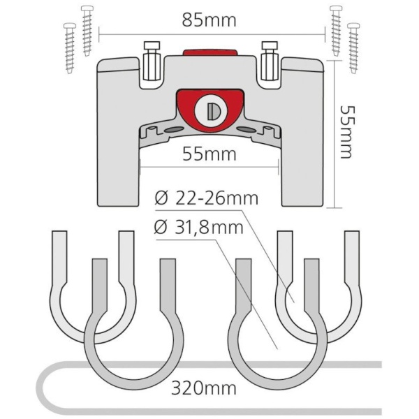 Klickfix STUUD ADAPTER M/SLOT 22-26+31.8MM ZW Zwart - Afbeelding 2