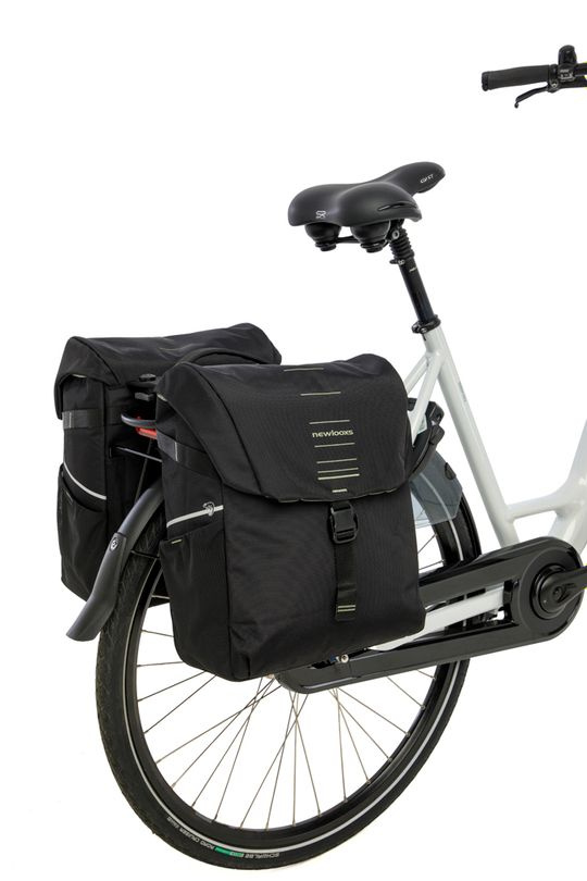 New Looxs fietstas dubbel Vigo black green MIK 40L Groen|Zwart